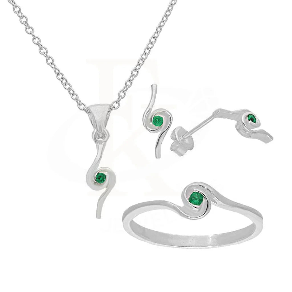 Italian Silver 925 Pendant Set (Necklace Earrings And Ring) - Fkjnklst2079 Sets