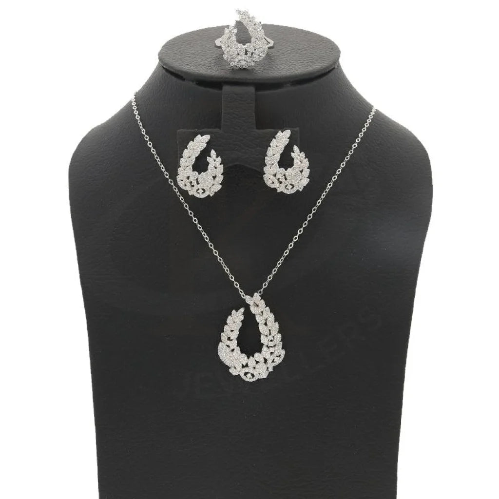 Italian Silver 925 Pendant Set (Necklace Earrings And Ring) - Fkjnklstsl2179 Sets