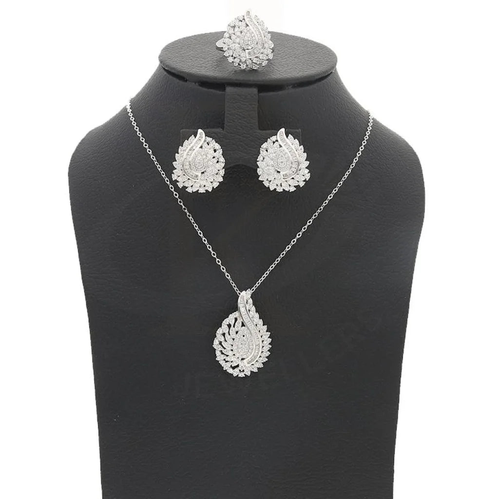 Italian Silver 925 Pendant Set (Necklace Earrings And Ring) - Fkjnklstsl2185 Sets