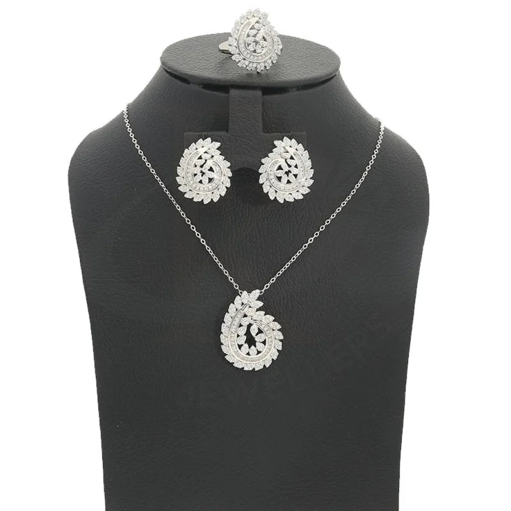 Italian Silver 925 Pendant Set (Necklace Earrings And Ring) - Fkjnklstsl2186 Sets