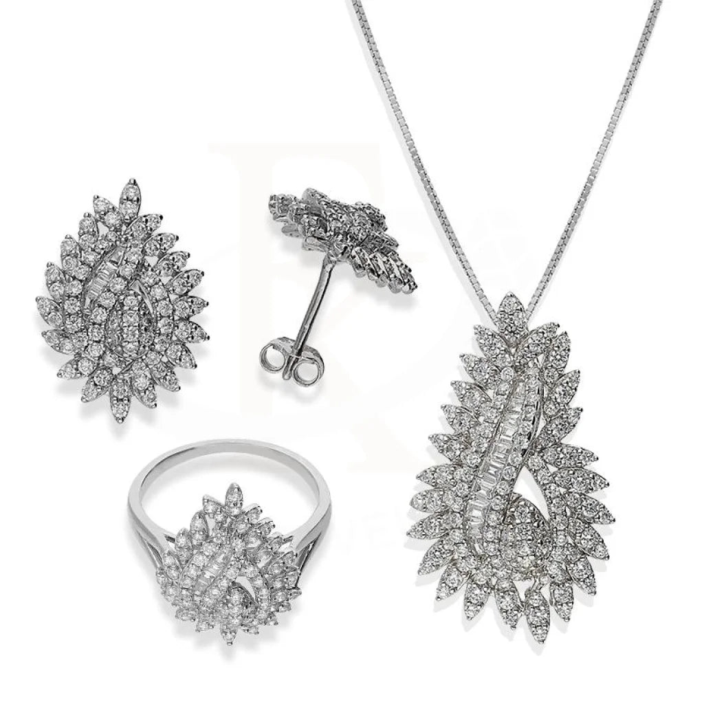 Italian Silver 925 Pendant Set (Necklace Earrings And Ring) - Fkjnklstsl2189 Sets