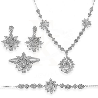 Italian Silver 925 Pendant Set (Necklace Earrings Ring And Bracelet) - Fkjnklstsl2221 Sets