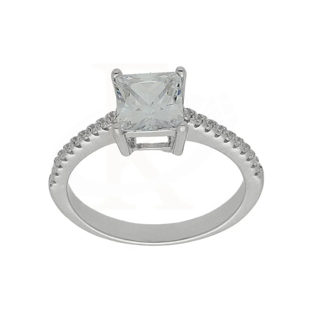 Italian Silver 925 Princess Cut Solitaire Ring - Fkjrn2077 Rings