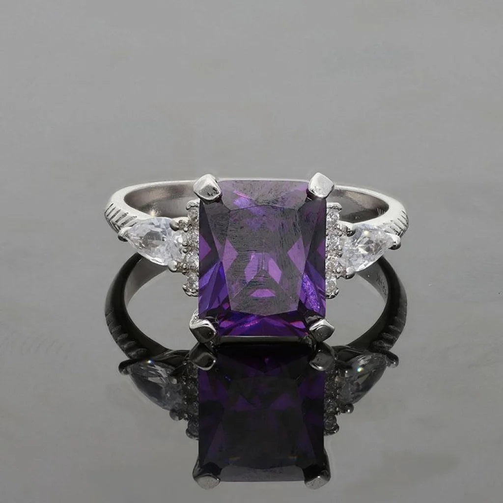 Italian Silver 925 Purple Solitaire Ring - Fkjrnsl2271 Rings