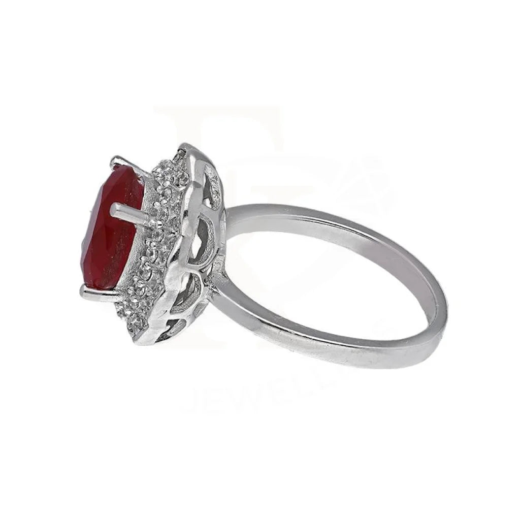 Italian Silver 925 Red Oval Shaped Solitaire Ring - Fkjrnsl3503 Rings