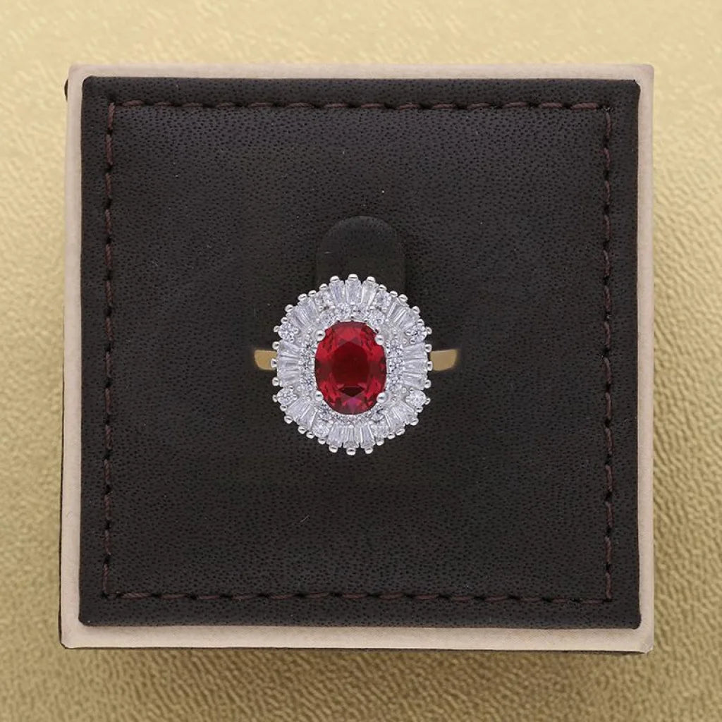 خاتم سوليتير بيضاوي أحمر من الفضة الإيطالية عيار 925 - Fkjrnsl3513