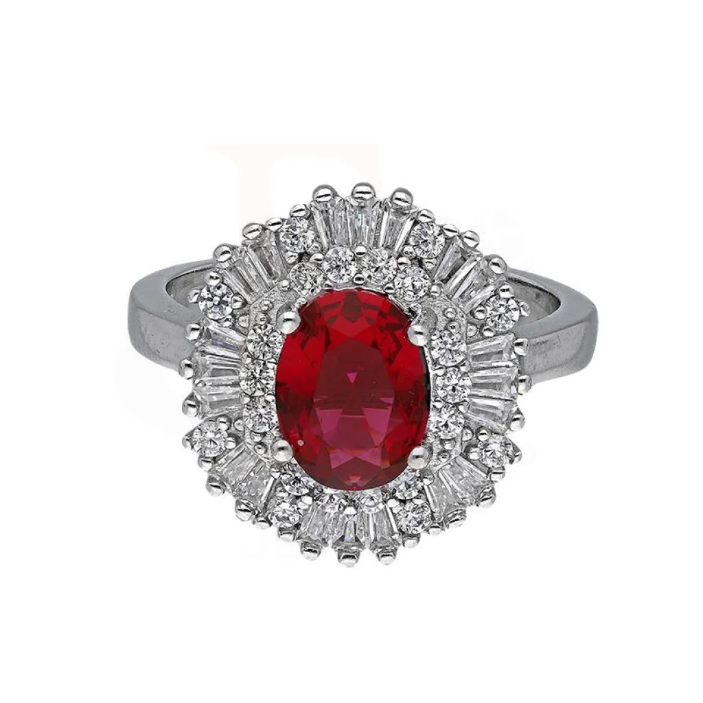 Italian Silver 925 Red Oval Shaped Solitaire Ring - Fkjrnsl3513 Rings