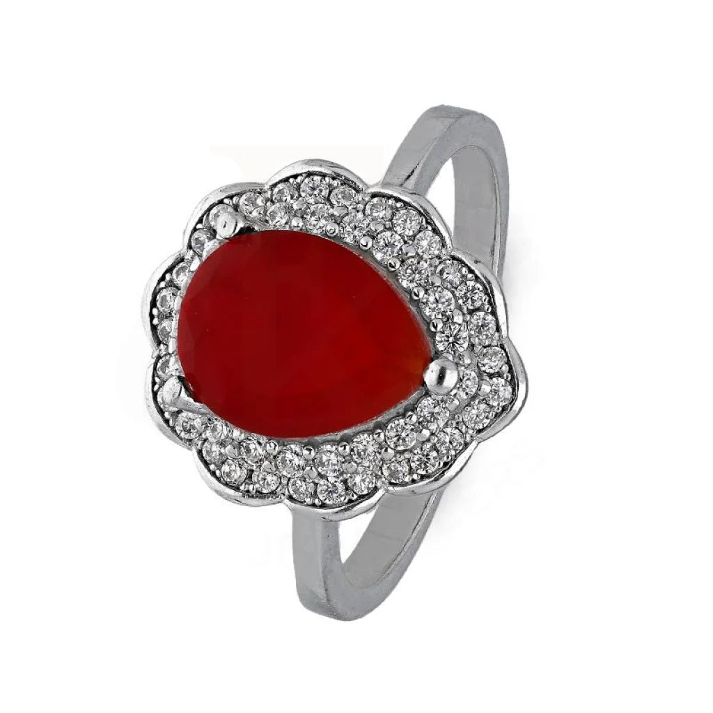 Italian Silver 925 Red Pear Shaped Solitaire Ring - Fkjrnsl3505 Rings