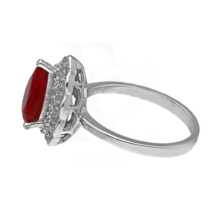 Italian Silver 925 Red Pear Shaped Solitaire Ring - Fkjrnsl3505 Rings