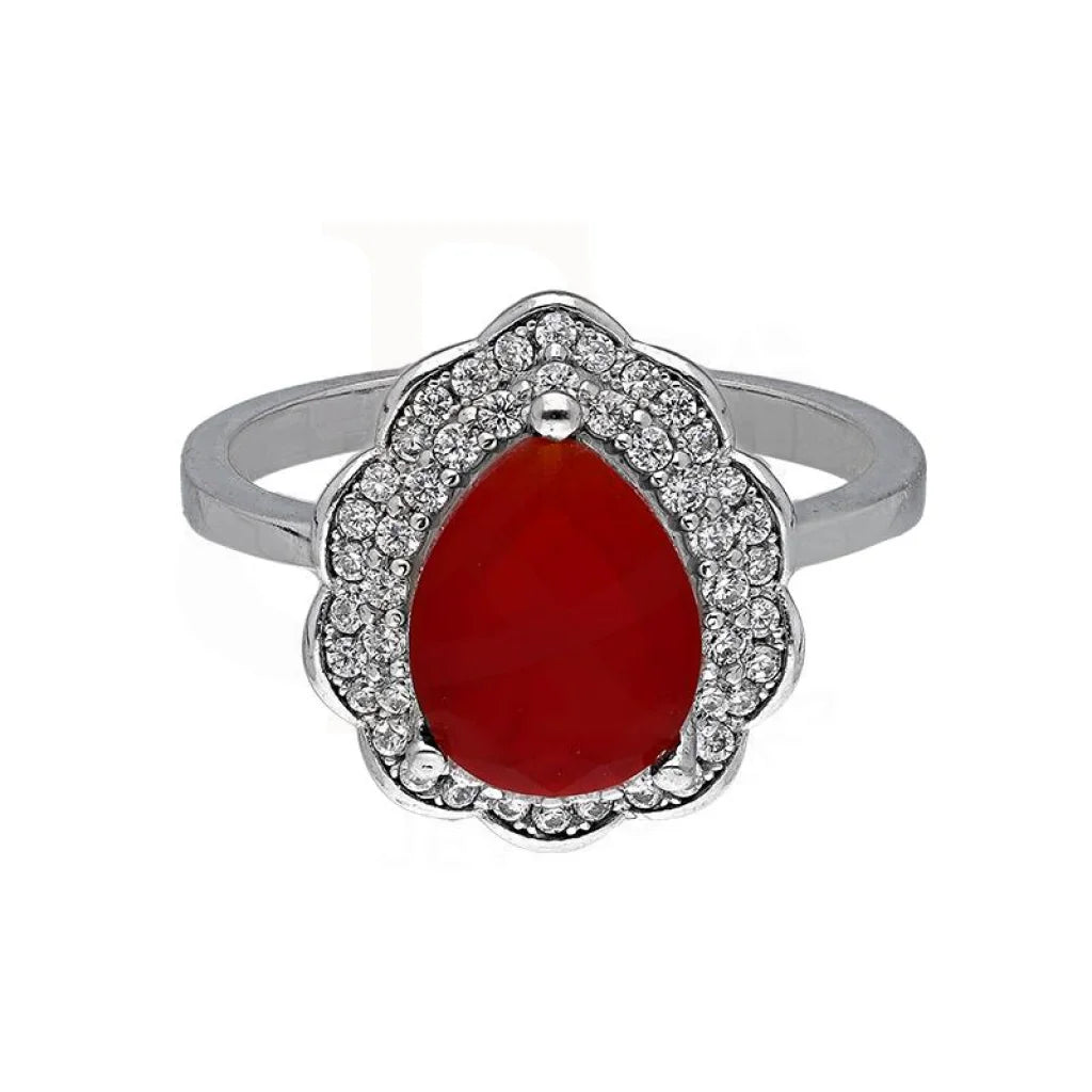 Italian Silver 925 Red Pear Shaped Solitaire Ring - Fkjrnsl3505 Rings