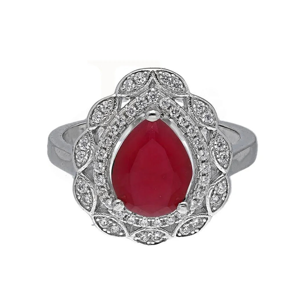 Italian Silver 925 Red Pear Shaped Solitaire Ring - Fkjrnsl3509 Rings