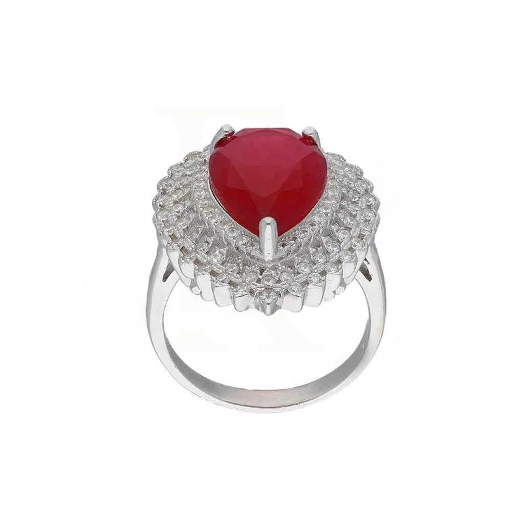 Italian Silver 925 Red Pear Shaped Solitaire Ring - Fkjrnsl3512 Rings