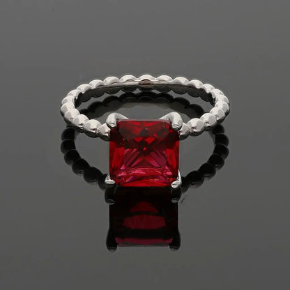 Italian Silver 925 Red Solitaire Ring - Fkjrnsl3494 Rings