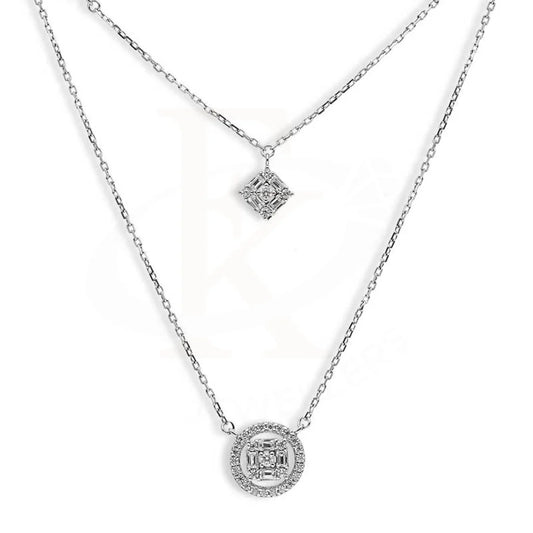 Sterling Silver 925 Rhombus And Round Shaped Necklace - Fkjnklsl2892 Necklaces