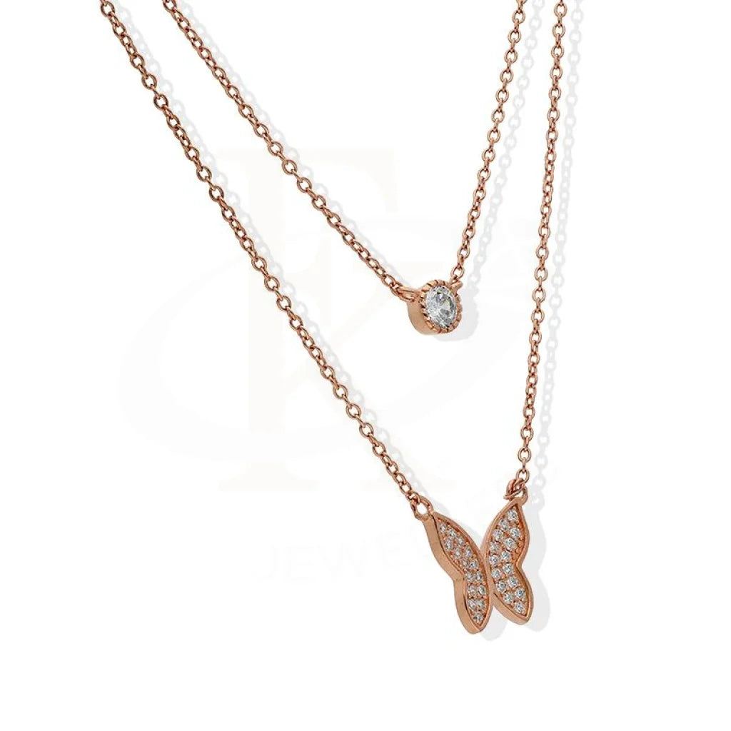 Italian Silver 925 Rose Gold Plated Butterfly Necklace - Fkjnklsl2183 Necklaces