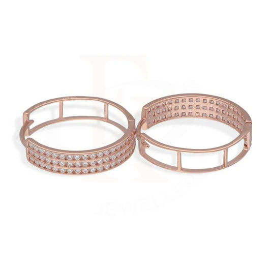 Sterling Silver 925 Rose Gold Plated Clip On Hoop Earrings - Fkjernsl2856