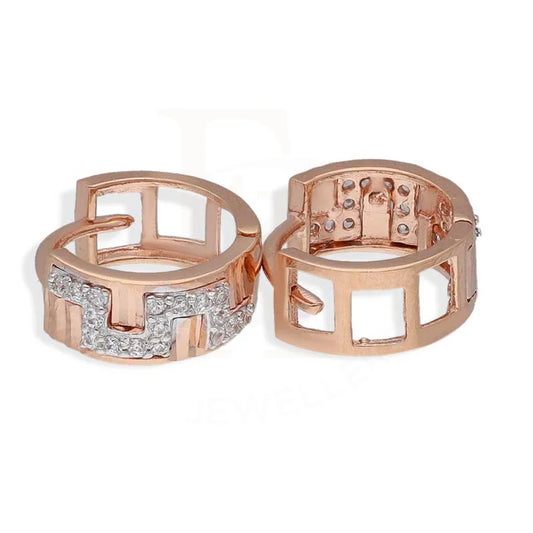 Sterling Silver 925 Rose Gold Plated Clip On Hoop Earrings - Fkjernsl2865