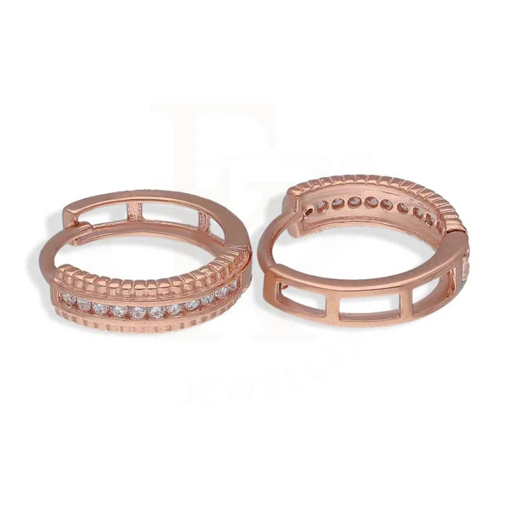 Sterling Silver 925 Rose Gold Plated Clip On Hoop Earrings - Fkjernsl2869