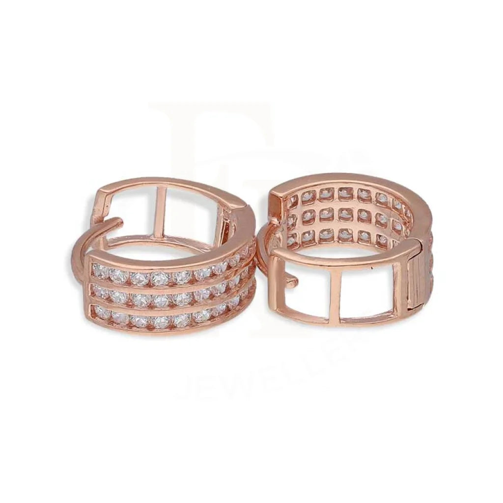 Sterling Silver 925 Rose Gold Plated Clip On Hoop Earrings - Fkjernsl2870