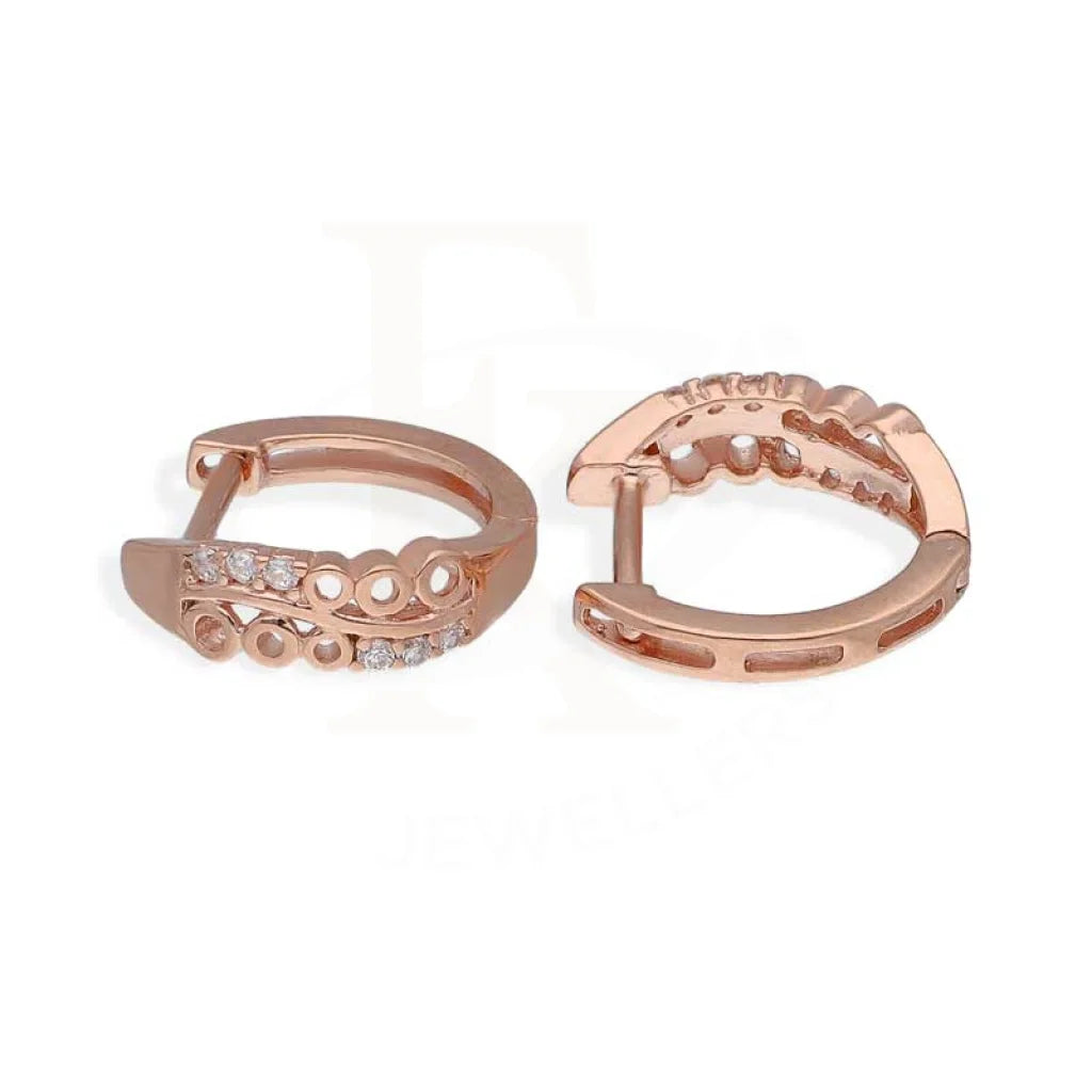 Sterling Silver 925 Rose Gold Plated Clip On Hoop Earrings - Fkjernsl2872