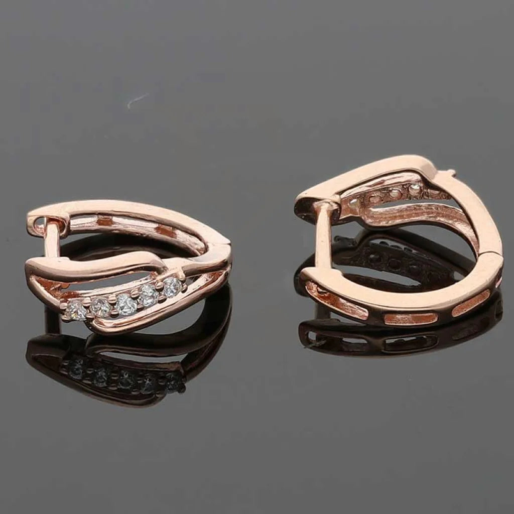 Sterling Silver 925 Rose Gold Plated Clip On Hoop Earrings - Fkjernsl2873