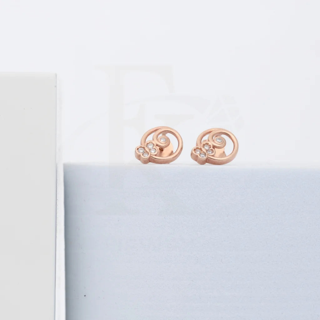 Sterling Silver 925 Rose Gold Plated Cubic Zircon Stud Earrings - Fkjernsl8021