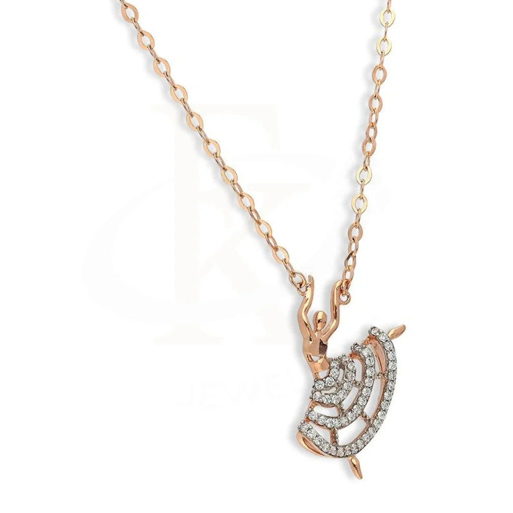 Italian Silver 925 Rose Gold Plated Dancing Girl Necklace - Fkjnklsl2658 Necklaces