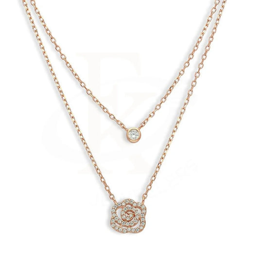 Italian Silver 925 Rose Gold Plated Flower Necklace - Fkjnklsl2627 Necklaces