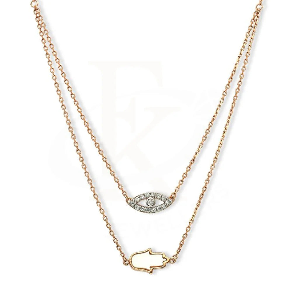 Italian Silver 925 Rose Gold Plated Hamsa Hand With Evil Eye Necklace - Fkjnkl1889 Necklaces