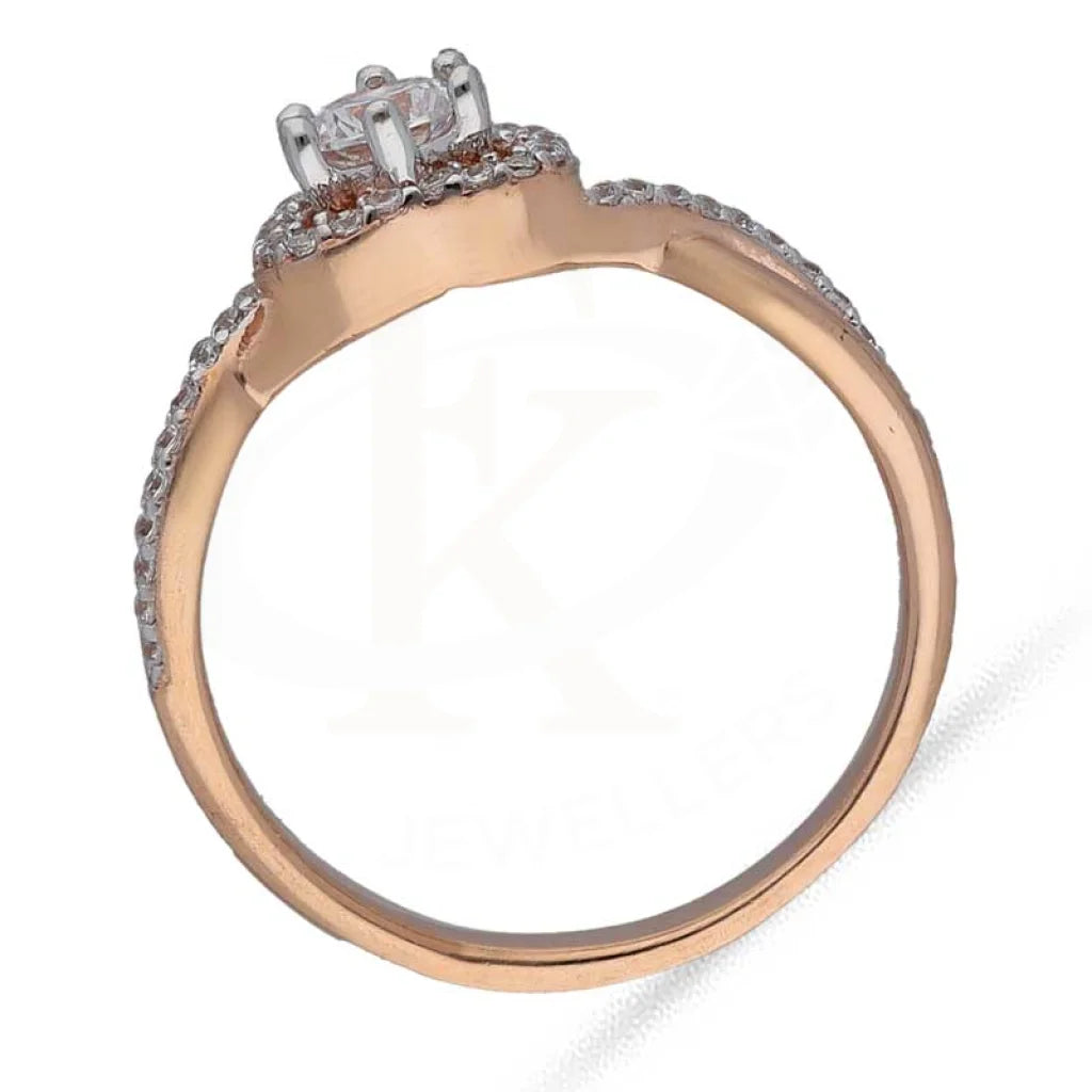 Sterling Silver 925 Rose Gold Plated Heart Shaped Solitaire Ring - Fkjrnsl3540 Rings