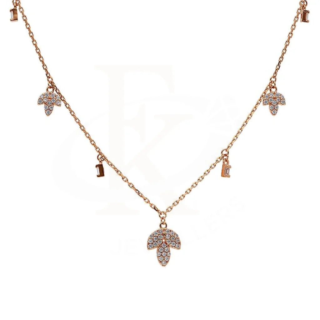 Sterling Silver 925 Rose Gold Plated Leaf Shaped Necklace - Fkjnklsl2897 Necklaces