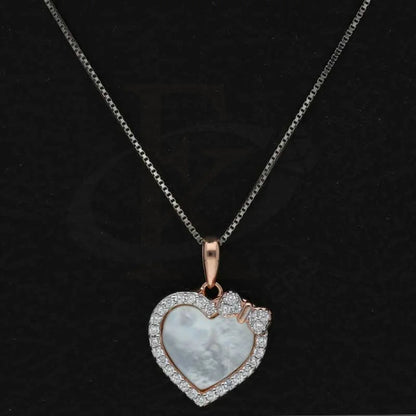 Sterling Silver 925 Rose Gold Plated Necklace (Chain With Heart Knot Pendant) - Fkjnklsl2982