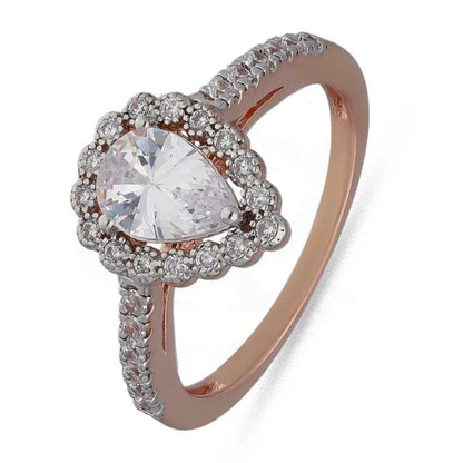 Sterling Silver 925 Rose Gold Plated Pear Shaped Solitaire Ring - Fkjrnsl3541 Rings