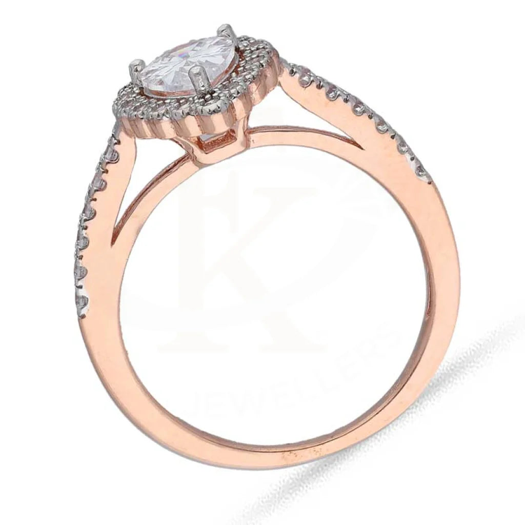 Sterling Silver 925 Rose Gold Plated Pear Shaped Solitaire Ring - Fkjrnsl3541 Rings