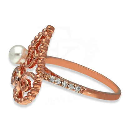 Italian Silver 925 Rose Gold Plated Pear Shaped With Pearl Pendant Set (Necklace Earrings And Ring)