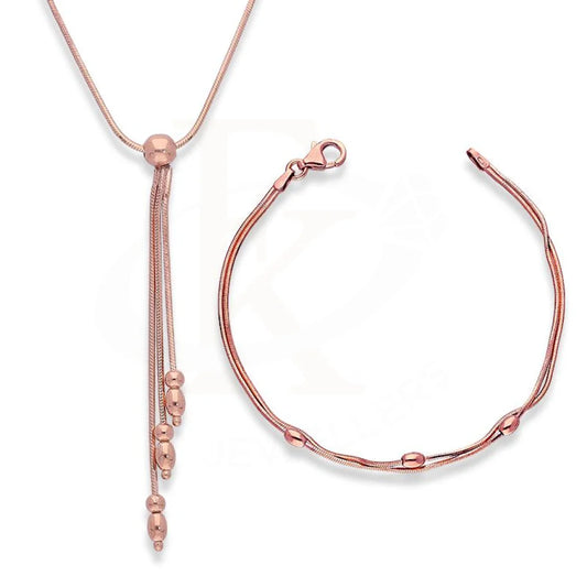 Italian Silver 925 Rose Gold Plated Pendant Set (Necklace And Bracelet) - Fkjnklstsl2334 Sets