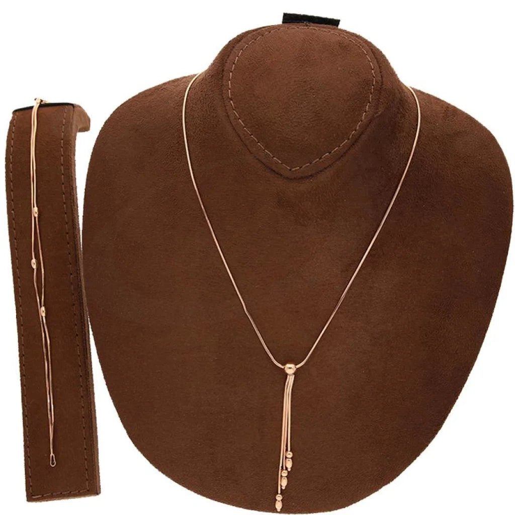 Italian Silver 925 Rose Gold Plated Pendant Set (Necklace And Bracelet) - Fkjnklstsl2334 Sets