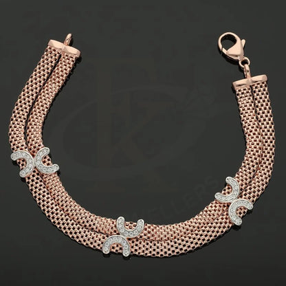 Italian Silver 925 Rose Gold Plated Pendant Set (Necklace Earrings And Bracelet) - Fkjnklstsl2254