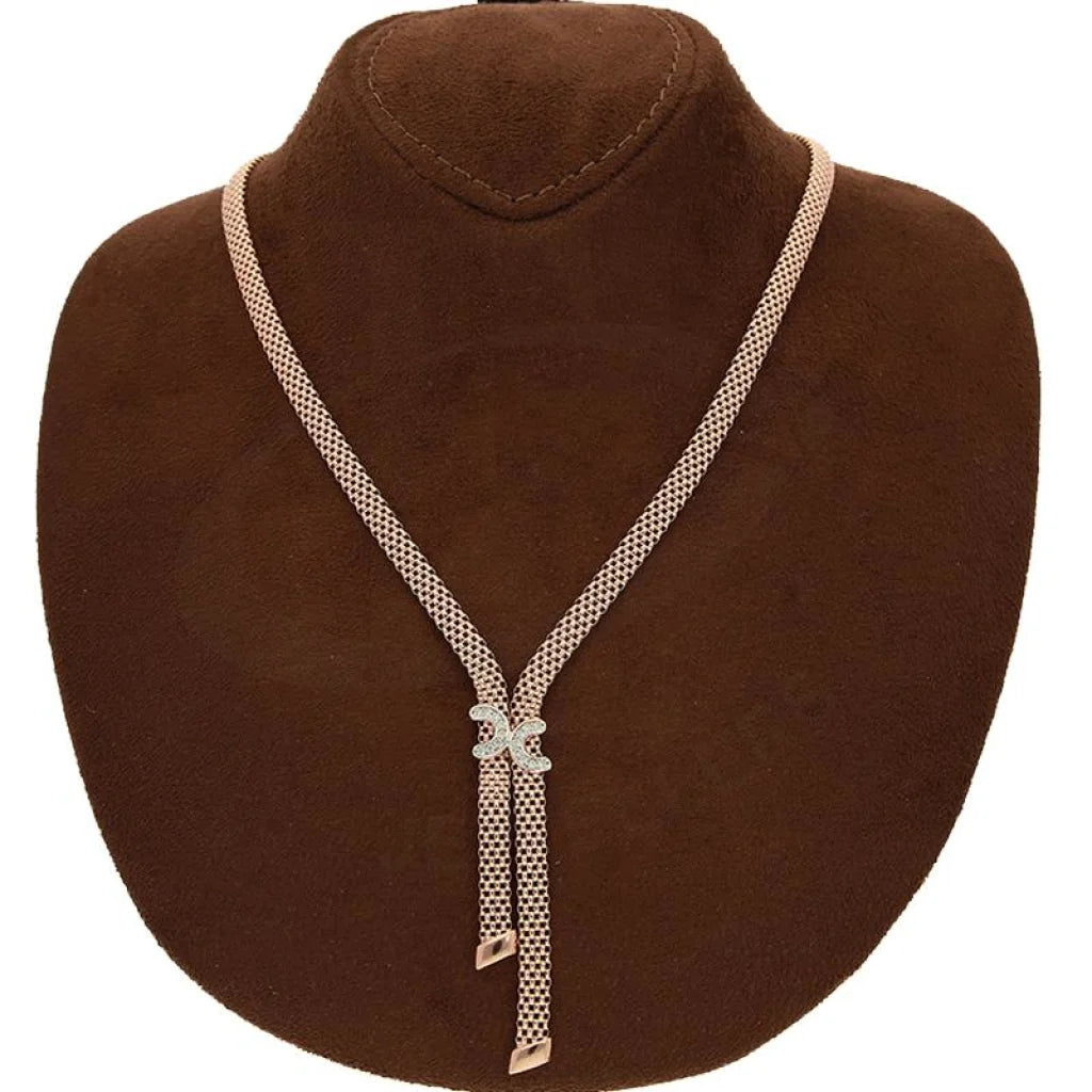 Italian Silver 925 Rose Gold Plated Pendant Set (Necklace Earrings And Bracelet) - Fkjnklstsl2254