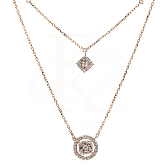 Sterling Silver 925 Rose Gold Plated Rhombus And Round Shaped Necklace - Fkjnklsl2898 Necklaces