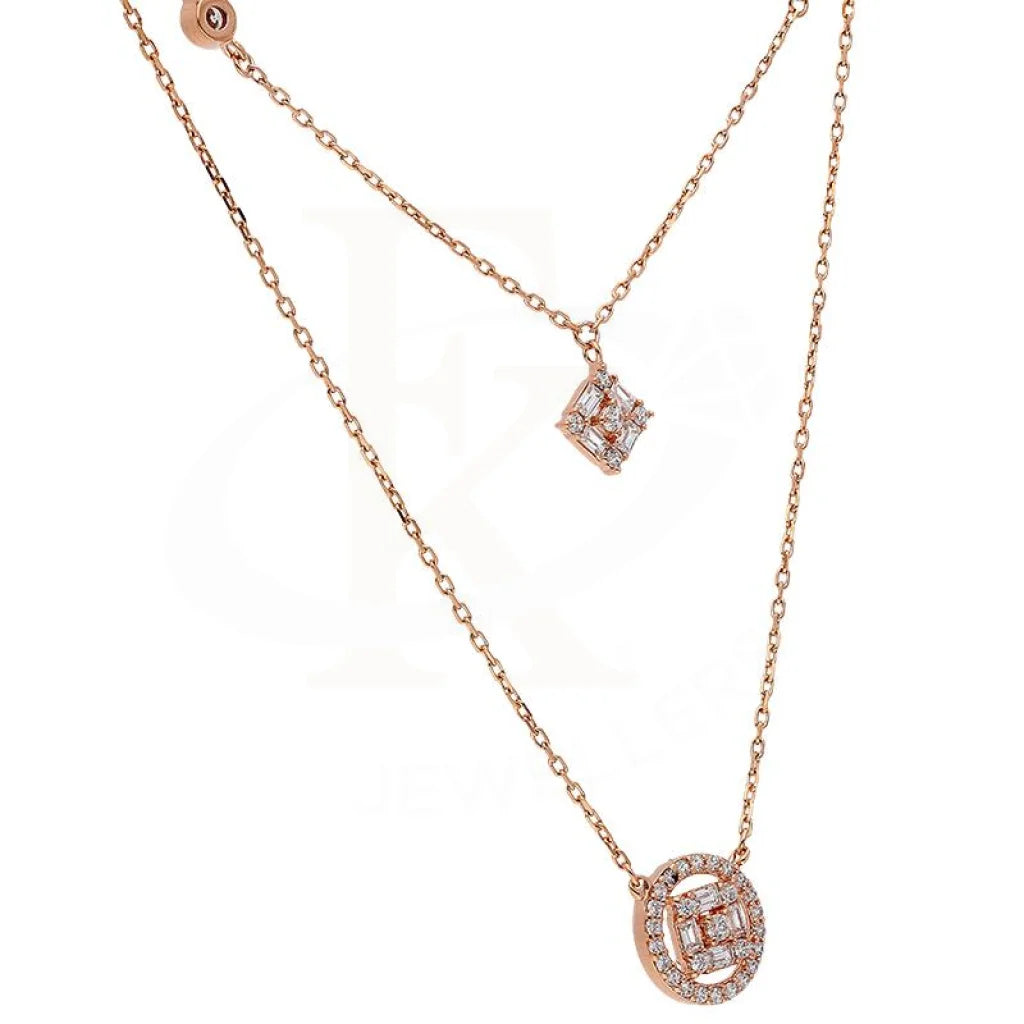 Sterling Silver 925 Rose Gold Plated Rhombus And Round Shaped Necklace - Fkjnklsl2898 Necklaces