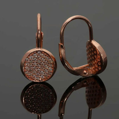Italian Silver 925 Rose Gold Plated Round Clup Earrings - Fkjernsl2678