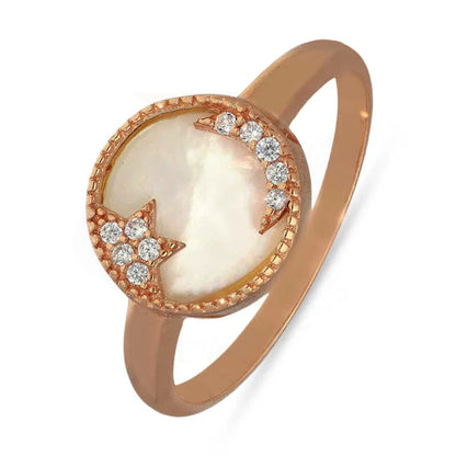 Sterling Silver 925 Rose Gold Plated Round Shaped Ring - Fkjrnsl2942 Rings