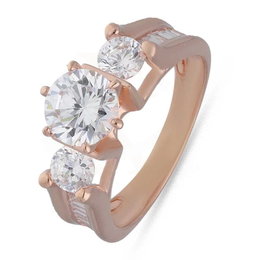 Sterling Silver 925 Rose Gold Plated Round Shaped Solitaire Ring - Fkjrnsl3538 Rings