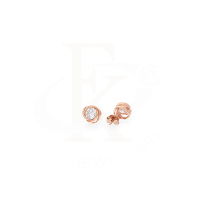 Sterling Silver 925 Rose Gold Plated Solitaire Earrings - Fkjernsl8022