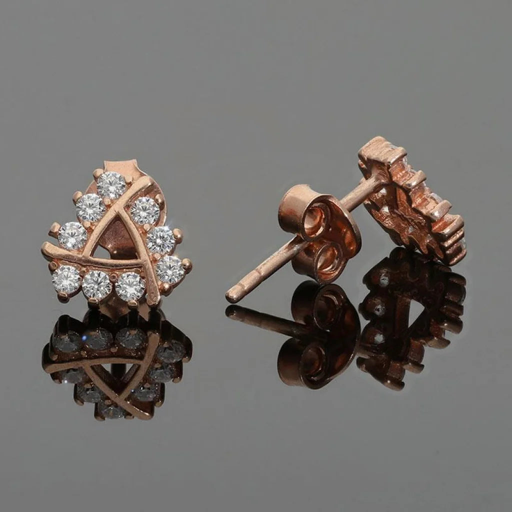 Italian Silver 925 Rose Gold Plated Solitaires Stud Earrings - Fkjernsl2483