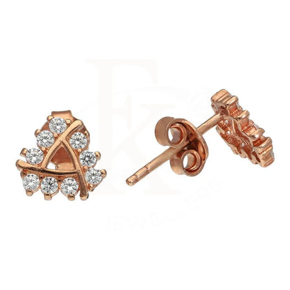 Italian Silver 925 Rose Gold Plated Solitaires Stud Earrings - Fkjernsl2483