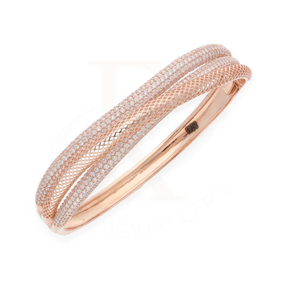 Sterling Silver 925 Rose Gold Studded Zircon Bangle - Fkjbngsl7935 Bangles