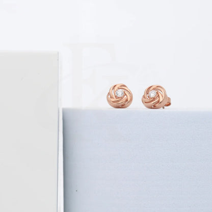 Sterling Silver 925 Rose Gold Plated Zirconia Knot Stud Earrings - Fkjernsl8023