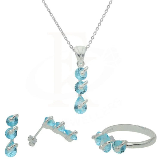 Italian Silver 925 Round And Pear Pendant Set (Necklace Earrings Ring) - Fkjnklst1963 Sets